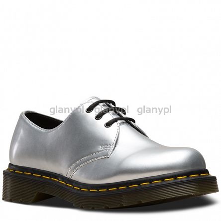 MARTENSY MODEL DR. MARTENS 1461 VEGAN SILVER CHROME PAINT METALLIC