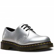 MARTENSY MODEL DR. MARTENS 1461 VEGAN SILVER CHROME PAINT METALLIC