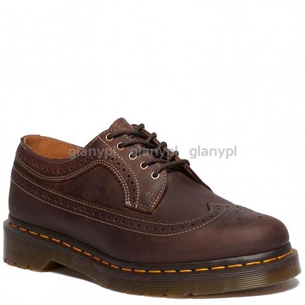 MARTENSY MODEL DR. MARTENS 3989 BROGUE DARK BROWN CRAZY HORSE yellow stitching